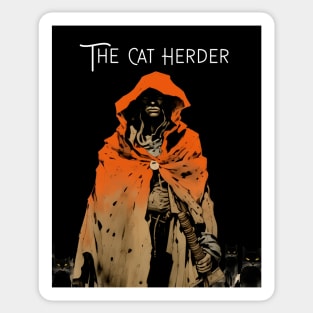 Cat Herder: The Cat Herder on a dark (Knocked Out) background Sticker